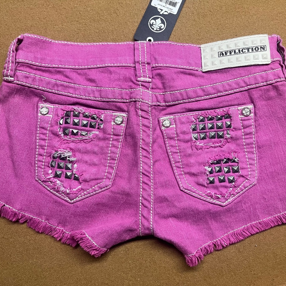 Purple Affliction Buckle Shorts